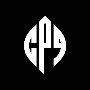 Çember ve elips şekilli CPQ daire harf logosu tasarımı. Tipografik biçimli CPQ elips harfleri. Üç baş harf daire şeklinde bir logo oluşturuyor. CPQ Çemberi Amblemi Soyut Monogram Harf İşaretleyici Vektörü.
