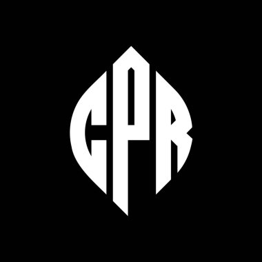 Çember ve elips şekilli CPR yuvarlak harf logosu tasarımı. Tipografik tarzda suni teneffüs mektupları. Üç baş harf daire şeklinde bir logo oluşturuyor. CPR Çemberi Amblemi Soyut Monogram Harf İşaretleyici Vektörü.