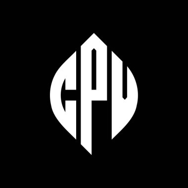 Çember ve elips şekilli CPV daire harf logosu tasarımı. Tipografik biçimli CPV elips harfleri. Üç baş harf daire şeklinde bir logo oluşturuyor. CPV Çember Amblemi Soyut Monogram Harf İşaretleyici Vektörü.