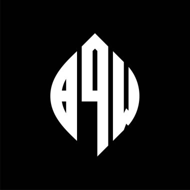 Çember ve elips şekilli BQW daire harf logosu tasarımı. Tipografik biçimli elips harfler. Üç baş harf daire şeklinde bir logo oluşturuyor. BQW Çember Amblemi Soyut Monogram Harf İşaretleyici Vektörü.