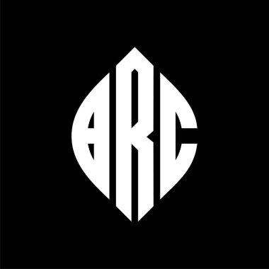 Çember ve elips şekilli BRC daire harf logosu tasarımı. Typographic tarzında BRC elips harfleri. Üç baş harf daire şeklinde bir logo oluşturuyor. BRC Çember Amblemi Soyut Monogram Harf İşaretleme Vektörü.