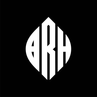 Çember ve elips şekilli BRH daire harf logosu tasarımı. Typographic tarzında BRH elips harfleri. Üç baş harf daire şeklinde bir logo oluşturuyor. BRH Çemberi Amblemi Soyut Monogram Harf İşaretleme Vektörü.