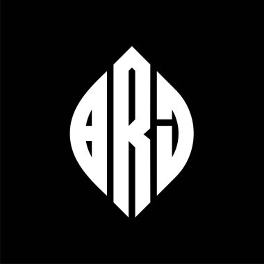 Çember ve elips şekilli BRJ daire harf logosu tasarımı. Typographic tarzında BRJ elips harfleri. Üç baş harf daire şeklinde bir logo oluşturuyor. BRJ Çember Amblemi Soyut Monogram Harf İşaretleme Vektörü.