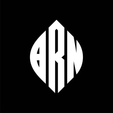 Çember ve elips şekilli BRN daire harf logosu tasarımı. Typographic tarzında BRN elips harfleri. Üç baş harf daire şeklinde bir logo oluşturuyor. BRN Çemberi Amblemi Soyut Monogram Harf İşaretleme Vektörü.