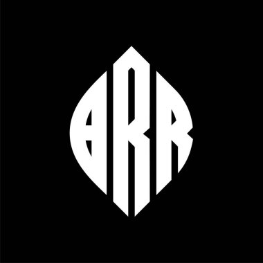 Çember ve elips şekilli BRR daire harf logosu tasarımı. Typographic tarzında BRR elips harfleri. Üç baş harf daire şeklinde bir logo oluşturuyor. BRR Çemberi Amblemi Soyut Monogram Harf İşaretleme Vektörü.