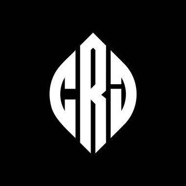 Çember ve elips şekilli CRJ daire harf logosu tasarımı. CRJ elips harfleri tipografik tarzda. Üç baş harf daire şeklinde bir logo oluşturuyor. CRJ Çember Amblemi Soyut Monogram Harf İşaretleyici Vektörü.