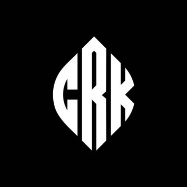 Çember ve elips şekilli CRK daire harf logosu tasarımı. Tipografik biçimli CRK elips harfleri. Üç baş harf daire şeklinde bir logo oluşturuyor. CRK Çember Amblemi Soyut Monogram Harf İşaretleyici Vektörü.