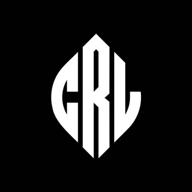 Çember ve elips şekilli CRL daire harf logosu tasarımı. Tipografik biçimli CRL elips harfleri. Üç baş harf daire şeklinde bir logo oluşturuyor. CRL Çemberi Amblemi Soyut Monogram Harf İşaretleyici Vector.CRL daire harfli logo tasarımı daire ve ellip