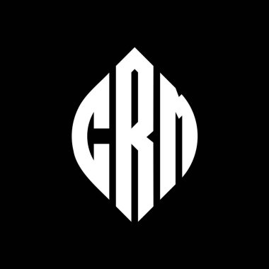 Çember ve elips şekilli CRM daire harf logosu tasarımı. Tipografik biçimli CRM elips harfleri. Üç baş harf daire şeklinde bir logo oluşturuyor. CRM Çember Amblemi Soyut Monogram Harf İşaretleyici Vektörü.
