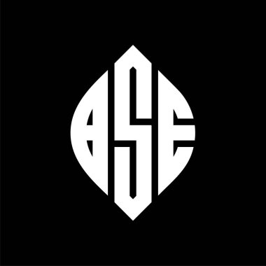 Çember ve elips şekilli BSE daire harf logosu tasarımı. Tipografik biçimli BSE elips harfleri. Üç baş harf daire şeklinde bir logo oluşturuyor. BSE Çemberi Amblemi Soyut Monogram Harf İşaretleyici Vektörü.