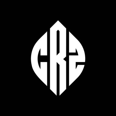 Çember ve elips şekilli CRZ daire harf logosu tasarımı. Tipografik biçimli CRZ elips harfleri. Üç baş harf daire şeklinde bir logo oluşturuyor. CRZ Çember Amblemi Soyut Monogram Harf İşaretleyici Vektörü.