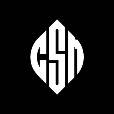 Çember ve elips şekilli CSM daire harf logosu tasarımı. Tipografik biçimli CSM elips harfleri. Üç baş harf daire şeklinde bir logo oluşturuyor. CSM Çember Amblemi Soyut Monogram Harf İşaretleyici Vektörü.