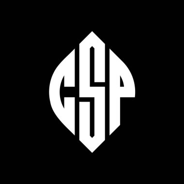 Çember ve elips şekilli CSP daire harf logosu tasarımı. Tipografik biçimli CSP elips harfleri. Üç baş harf daire şeklinde bir logo oluşturuyor. CSP Çember Amblemi Soyut Monogram Harf İşaretleyici Vektörü.