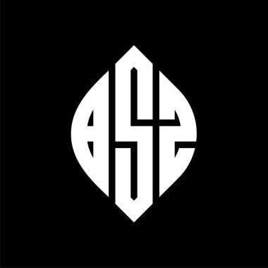 Çember ve elips şekilli BSZ daire harf logosu tasarımı. Tipografik biçimli BSZ elips harfleri. Üç baş harf daire şeklinde bir logo oluşturuyor. BSZ Çember Amblemi Soyut Monogram Harf İşaretleyici Vektörü.