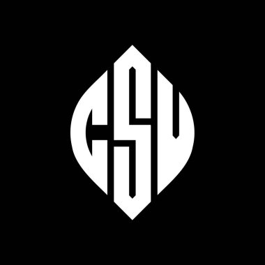 Çember ve elips şekilli CSV daire harf logosu tasarımı. Tipografik şekilli CSV elips harfleri. Üç baş harf daire şeklinde bir logo oluşturuyor. CSV Çember Amblemi Soyut Monogram Harf İşaretleyici Vektörü.