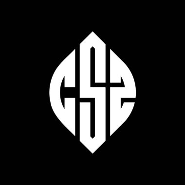 Çember ve elips şekilli CSZ daire harf logosu tasarımı. Tipografik biçimli CSZ elips harfleri. Üç baş harf daire şeklinde bir logo oluşturuyor. CSZ Çember Amblemi Soyut Monogram Harf İşaretleyici Vektörü.