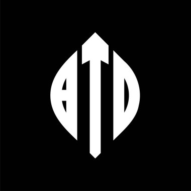 Çember ve elips şekilli BTO daire şeklinde harf logosu tasarımı. Tipografik tarzda BTO elips harfleri. Üç baş harf daire şeklinde bir logo oluşturuyor. BTO Çemberi Amblemi Soyut Monogram Harf İşaretleme Vektörü.