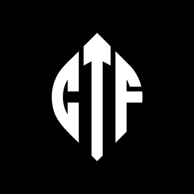 Çember ve elips şekilli CTF daire harf logosu tasarımı. Tipografik tarzda CTF elips harfleri. Üç baş harf daire şeklinde bir logo oluşturuyor. CTF Çember Amblemi Soyut Monogram Harf İşaretleyici Vektörü.