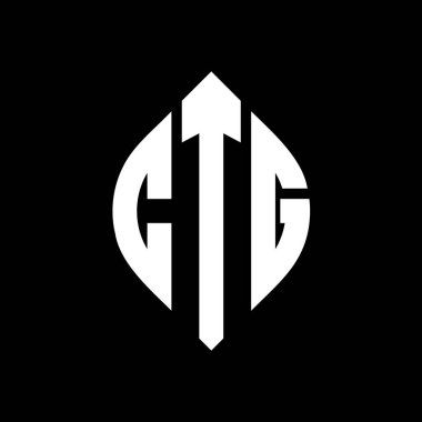 Çember ve elips şekilli CTG daire harf logosu tasarımı. Tipografik biçimli CTG elips harfleri. Üç baş harf daire şeklinde bir logo oluşturuyor. CTG Çember Amblemi Soyut Monogram Harf İşaretleyici Vektörü.