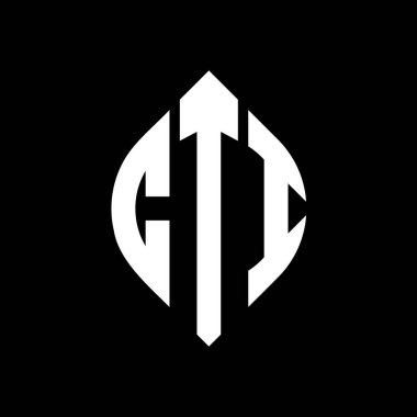 Çember ve elips şekilli CTI daire harf logosu tasarımı. Tipografik şekilli CTI elips harfleri. Üç baş harf daire şeklinde bir logo oluşturuyor. CTI Çember Amblemi Soyut Monogram Harf İşaretleme Vektörü.