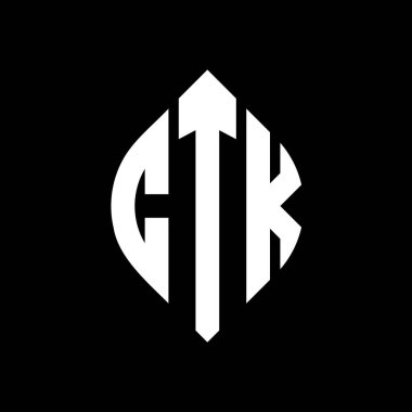 Çember ve elips şekilli CTK daire harf logosu tasarımı. Tipografik tarzda CTK elips harfleri. Üç baş harf daire şeklinde bir logo oluşturuyor. CTK Çemberi Amblemi Soyut Monogram Harf İşaretleme Vektörü.