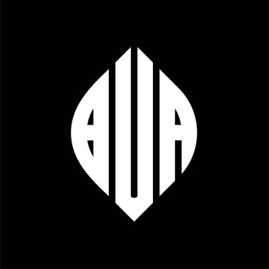 Çember ve elips şekilli BYO yuvarlak harfli logo tasarımı. Tipografik şekilli BUA elips harfleri. Üç baş harf daire şeklinde bir logo oluşturuyor. BUA Çember Amblemi Soyut Monogram Harf İşaretleme Vektörü.