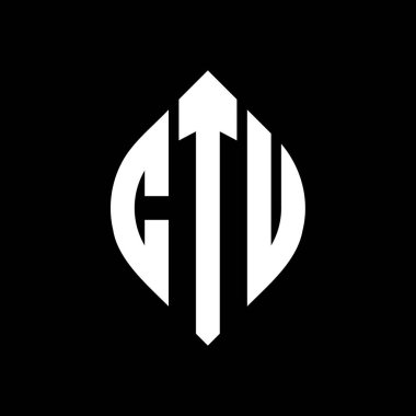 Çember ve elips şekilli CTU daire harf logosu tasarımı. CTU elips harfleri tipografik tarzda. Üç baş harf daire şeklinde bir logo oluşturuyor. CTU Çemberi Amblemi Soyut Monogram Harf İşaretleme Vektörü.