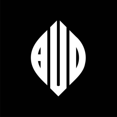 Çember ve elips şekilli BUD daire harf logosu tasarımı. Typographic tarzında BUD elips harfleri. Üç baş harf daire şeklinde bir logo oluşturuyor. BUD Çember Amblemi Soyut Monogram Harf İşaretleme Vektörü.