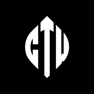 Çember ve elips şekilli CTW daire harf logosu tasarımı. Tipografik tarzda CTW elips harfleri. Üç baş harf daire şeklinde bir logo oluşturuyor. CTW Çemberi Amblemi Soyut Monogram Harf İşaretleme Vektörü.