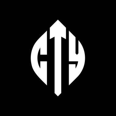 Çember ve elips şekilli QCTY daire harf logosu tasarımı. Tipografik şekilli CTY elips harfleri. Üç baş harf daire şeklinde bir logo oluşturuyor. CTY Çemberi Amblemi Soyut Monogram Harf İşaretleme Vektörü.