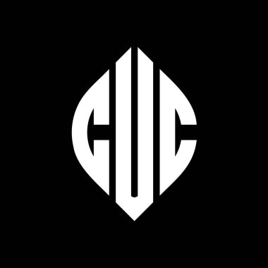 Çember ve elips şekilli CUC daire harf logosu tasarımı. Tipografik biçimli CUC elips harfleri. Üç baş harf daire şeklinde bir logo oluşturuyor. CUC Çember Amblemi Soyut Monogram Harf İşaretleyici Vektörü.