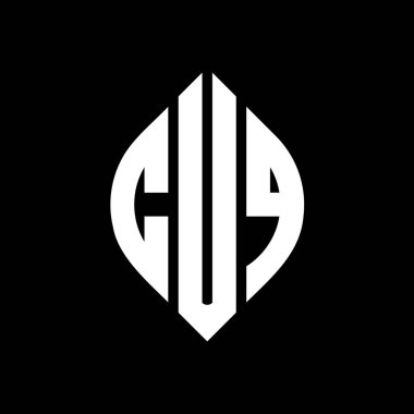 Çember ve elips şekilli CUQ daire harf logosu tasarımı. Typographic tarzında elips harfler. Üç baş harf daire şeklinde bir logo oluşturuyor. CUQ Çemberi Amblemi Soyut Monogram Harf İşaretleyici Vektörü.