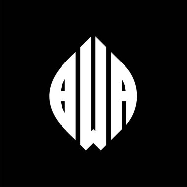 Çember ve elips şekilli BWA daire harf logosu tasarımı. Tipografik tarzda BWA elips harfleri. Üç baş harf daire şeklinde bir logo oluşturuyor. BWA Çember Amblemi Soyut Monogram Harf İşaretleyici Vektörü.