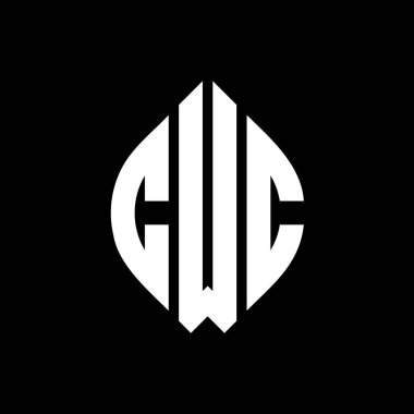 Çember ve elips şekilli CWC daire harf logosu tasarımı. Tipografik biçimli CWC elips harfleri. Üç baş harf daire şeklinde bir logo oluşturuyor. CWC Çember Amblemi Soyut Monogram Harf İşaretleyici Vektörü.