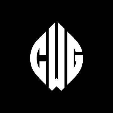 Çember ve elips şekilli CWG daire harf logosu tasarımı. Tipografik biçimli CWG elips harfleri. Üç baş harf daire şeklinde bir logo oluşturuyor. CWG Çember Amblemi Soyut Monogram Harf İşaretleyici Vektörü.