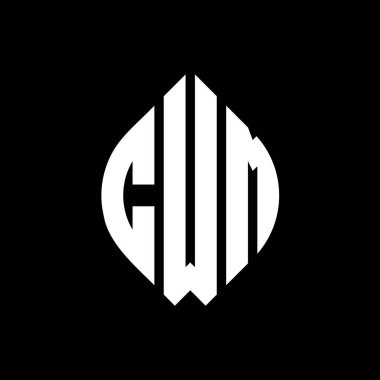 Çember ve elips şekilli CWM daire harf logosu tasarımı. Tipografik biçimli CWM elips harfleri. Üç baş harf daire şeklinde bir logo oluşturuyor. CWM Çember Amblemi Soyut Monogram Harf İşaretleyici Vektörü.