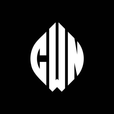 Çember ve elips şekilli CWN daire harf logosu tasarımı. Typographic tarzında CWN elips harfleri. Üç baş harf daire şeklinde bir logo oluşturuyor. CWN Çemberi Amblemi Soyut Monogram Harf İşaretleme Vektörü.