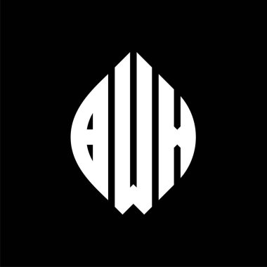 Çember ve elips şekilli BWX daire harf logosu tasarımı. Tipografik biçimli BWX elips harfleri. Üç baş harf daire şeklinde bir logo oluşturuyor. BWX Çember Amblemi Soyut Monogram Harf İşaretleyici Vektörü.