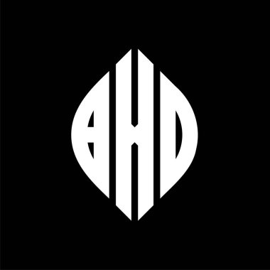 Çember ve elips şekilli BXD daire harf logosu tasarımı. Tipografik biçimli BXD elips harfleri. Üç baş harf daire şeklinde bir logo oluşturuyor. BXD Çember Amblemi Soyut Monogram Harf İşaretleyici Vektörü.