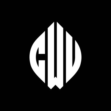 Çember ve elips şekilli CWU harf logosu tasarımı. CWU elips harfleri tipografik tarzda. Üç baş harf daire şeklinde bir logo oluşturuyor. İşlemci Çemberi Amblemi Soyut Monogram Harf İşaretleyici Vektörü.