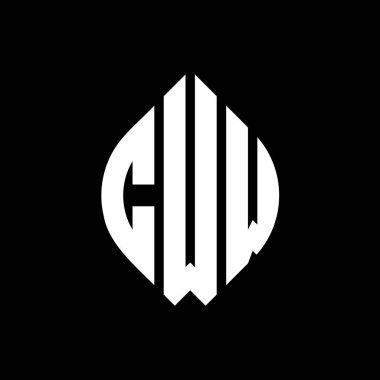 Çember ve elips şekilli CWW daire harf logosu tasarımı. Tipografik biçimli CWW elips harfleri. Üç baş harf daire şeklinde bir logo oluşturuyor. CWW Çember Amblemi Soyut Monogram Harf İşaretleyici Vektörü.