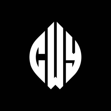 Çember ve elips şekilli CWY daire harf logosu tasarımı. Tipografik biçimli CWY elips harfleri. Üç baş harf daire şeklinde bir logo oluşturuyor. CWY Çember Amblemi Soyut Monogram Harf İşaretleyici Vektörü.