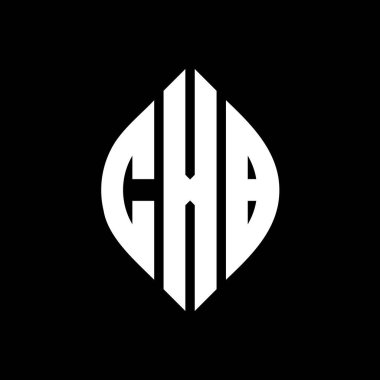Çember ve elips şekilli CXB daire harf logosu tasarımı. Tipografik biçimli CXB elips harfleri. Üç baş harf daire şeklinde bir logo oluşturuyor. CXB Çember Amblemi Soyut Monogram Harf İşaretleyici Vektörü.