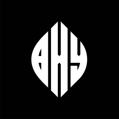 Çember ve elips şekilli BXY daire harf logosu tasarımı. Tipografik biçimli BXY elips harfleri. Üç baş harf daire şeklinde bir logo oluşturuyor. BXY Çember Amblemi Soyut Monogram Harf İşaretleyici Vektörü.