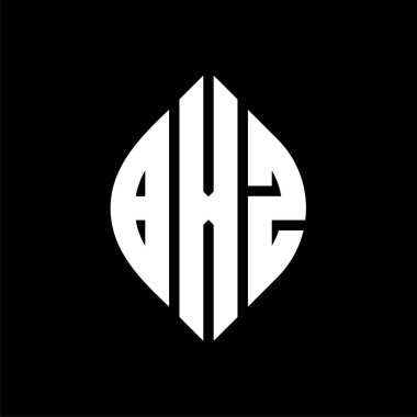 Çember ve elips şekilli BXZ daire harf logosu tasarımı. Tipografik biçimli BXZ elips harfleri. Üç baş harf daire şeklinde bir logo oluşturuyor. BXZ Çember Amblemi Soyut Monogram Harf İşaretleyici Vektörü.