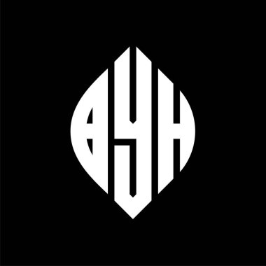 Çember ve elips şekilli BYH daire harf logosu tasarımı. Tipografik biçimli BYH elips harfleri. Üç baş harf daire şeklinde bir logo oluşturuyor. BYH Çember Amblemi Soyut Monogram Harf İşaretleme Vektörü.