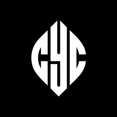 Çember ve elips şekilli CYC daire harf logosu tasarımı. Tipografik biçimli CYC elips harfleri. Üç baş harf daire şeklinde bir logo oluşturuyor. CYC Çember Amblemi Soyut Monogram Harf İşaretleyici Vektörü.