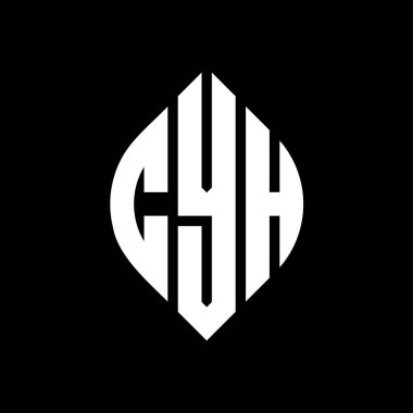 Çember ve elips şekilli CYH daire harf logosu tasarımı. Tipografik biçimli CYH elips harfleri. Üç baş harf daire şeklinde bir logo oluşturuyor. CYH Çember Amblemi Soyut Monogram Harf İşaretleyici Vektörü.