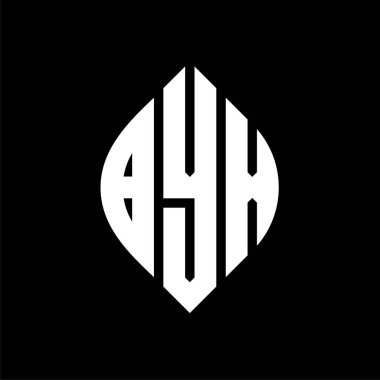 Çember ve elips şekilli BYX daire harf logosu tasarımı. Tipografik biçimli BYX elips harfleri. Üç baş harf daire şeklinde bir logo oluşturuyor. BYX Çember Amblemi Soyut Monogram Harf İşaretleyici Vektörü.
