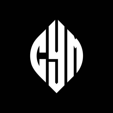 Çember ve elips şekilli CYM daire harf logosu tasarımı. Tipografik biçimli CYM elips harfleri. Üç baş harf daire şeklinde bir logo oluşturuyor. CYM Çember Amblemi Soyut Monogram Harf İşaretleyici Vektörü.